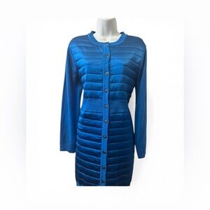 Doncaster Collection silk cashmere button front blue cardigan jacket women’s M